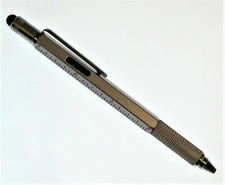 Pocket Pen Screw Driver Stylus Bubble Level Ruler Multi-Tool 6 in 1 Black