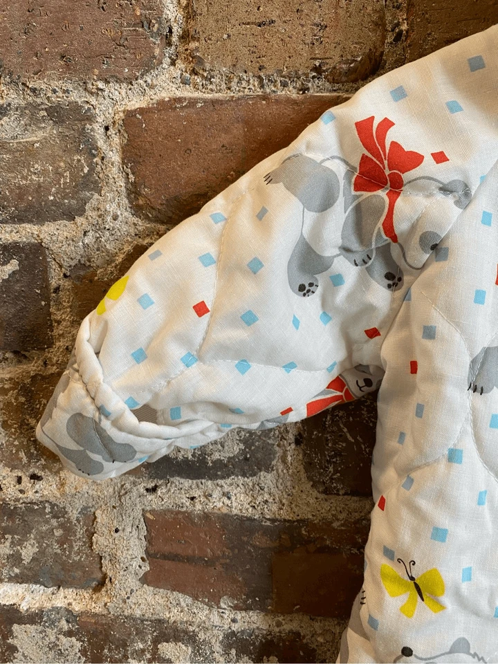 Saco de dormir abrigo aislado acolchado vintage blanco/rojo/gris osos panda talla bebé Foto 3 de 4