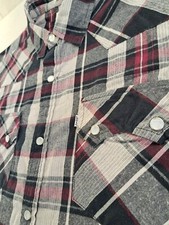 Levi's Western Shirt Mens Large Pearl Snaps Plaid Black White Sawtooth Pockets