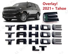 4PC Gloss black Door Rear TAHOE LT OVERLAY Emblems Letters 2021+ Chevrolet Tahoe