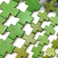 Green Cross Square Howlite Turquoise Spacer Loose Bead 15mm 20mm 30mm 15" DIY