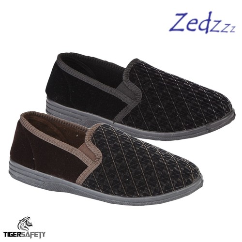 Zedzzz Men's Kevin Velour Twin Gusset Slippers - Cozy Brown House Slippers Size 8 US