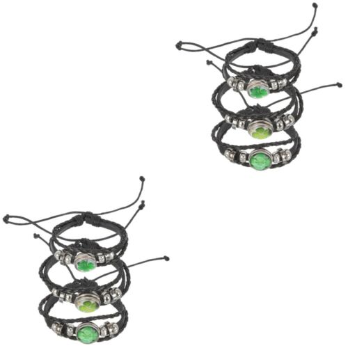  2 szt. Pleciona bransoletka linowa Bransoletka koniczyny Skórzana bransoletka Moda - Zdjęcie 1 z 12