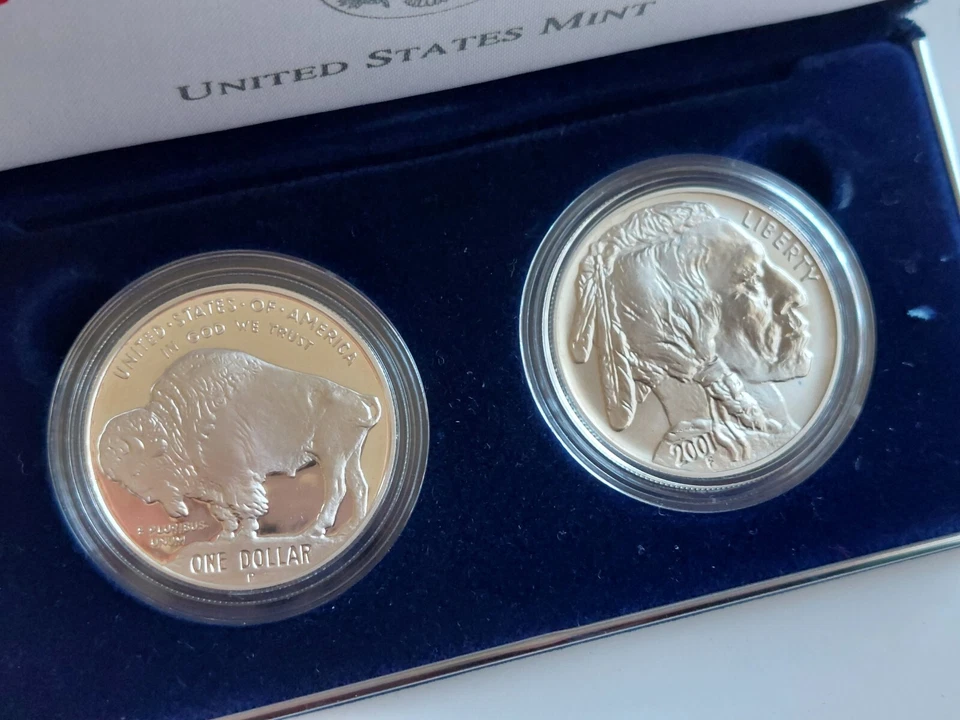2001 Smithsonian American Buffalo 2-Coin Silver Dollar Set In OGP + COA - Image 2 of 4
