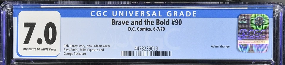 BRAVE AND THE BOLD 90 CGC 7.0 NEAL ADAMS BATMAN DEATH ADAM STRANGE CPR CANDIDATE - Image 3 of 4