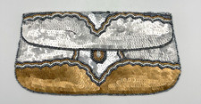 Ecote Urban Outfitters Beaded Sequin Envelope Clutch Bag Metallic Boho Art Deco