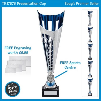 PRÄSENTATIONSPOKAL POKAL - Blau / Silber Sportpreis Pokale, KOSTENLOSE GRAVUR