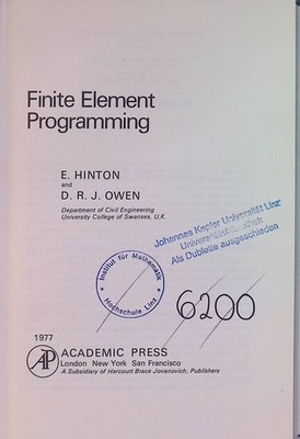 Finite Element Programming Hinton, E. and D. R. J. Owen: