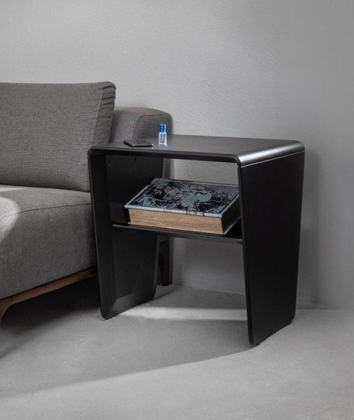 Schwarzer Stilvoller Nachttisch Schlafzimmer Holz Nachtkonsole MöBel-image