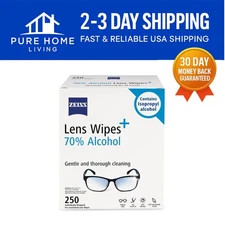 Individually Wrapped Pre-Moistened Lens Wipes - 250 Count for Safe Cleaning