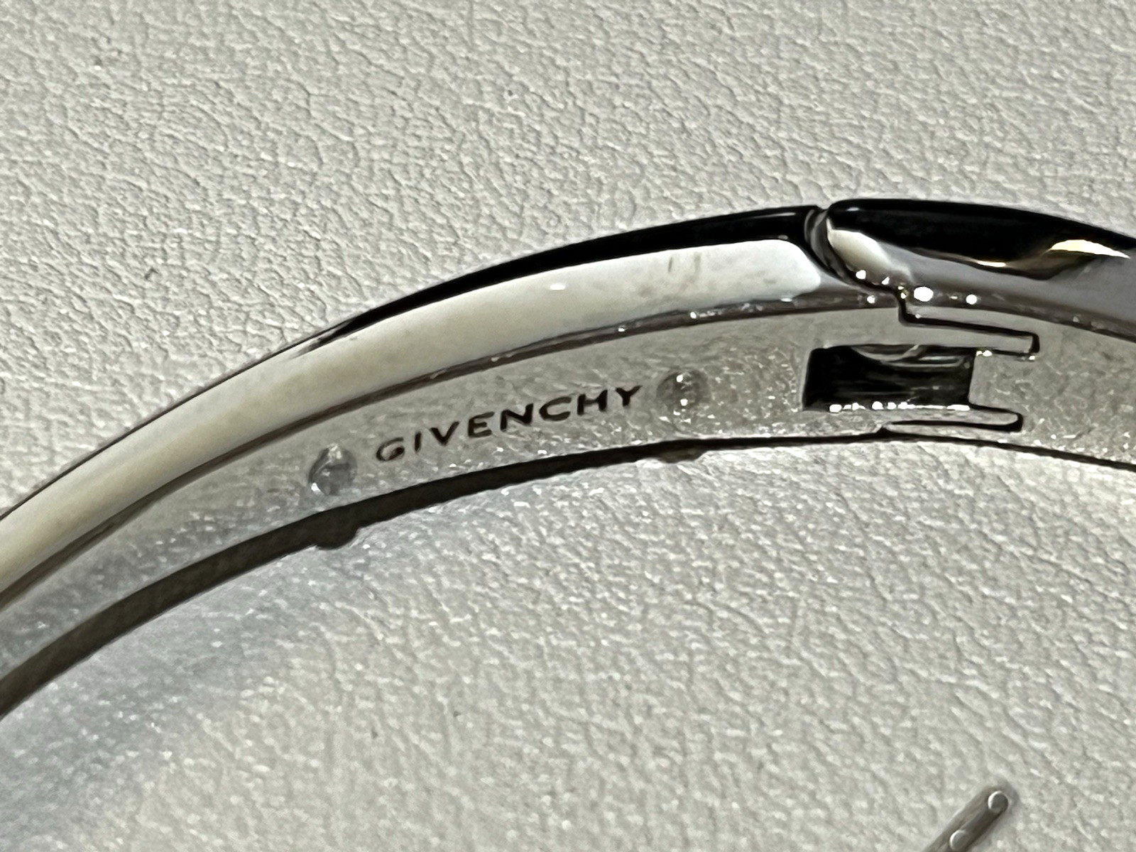 Givenchy Floating Crystal Hinged Cuff Bracelet Si… - image 4