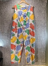 Vintage Diane von Furstenberg Women's Jumpsuit Sz M Crop Colorful Artsy Cotton