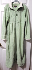 Stan Herman Womens Medium Green Long Sleeve Full Zip Robe Pockets Fleece