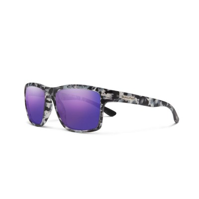 Suncloud A-Team Sunglasses, Matte Ice Tortoise Frame, Polarized Purple Mirror Le