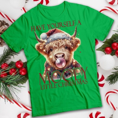 Lustiges hässliches Herren und Damen Highland Cow Weihnachten T-Shirt Tee #MC