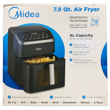 Midea HeatXpress 7,8 cuartos Horno Freidora de Aire 8 en 1 Capacidad XL con Ventana Fácil de Ver