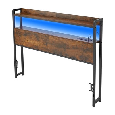Uimoso Full Size Bed Headboard with Storage, LED Lighting & Charging Ports