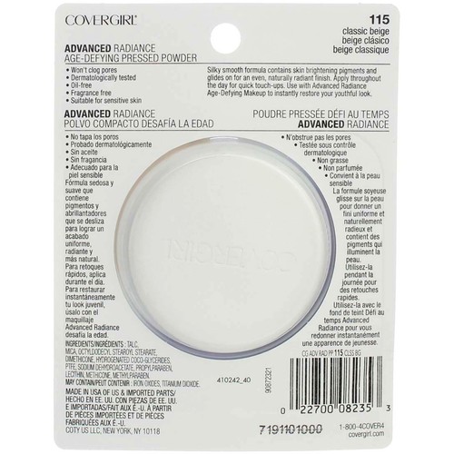 2 Pack CoverGirl Advanced Radiance Pressed Powder, Classic Beige 115, 0.39 oz - Picture 2 of 2