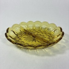 Vtg Indian Glass Yellow Amber Divided Oval Re...