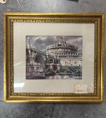 Vintage Ornate Wood Picture Frame small Mediterranean Sea Landscape 17.5x15.5
