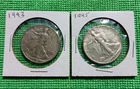 Walking Liberty Half Dollars, 1943 & 1945, Lot of 2 90% Silver Coins