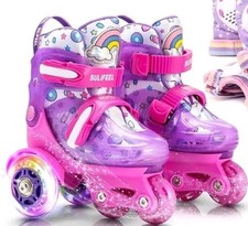 SULIFEEL Light Up Roller Skates for Kids Adjustable 4 Sizes Girls Boys XS size 