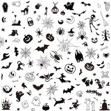 182PCS Halloween Tattoos 15 Sheets Waterproof Bat Spider Stickers