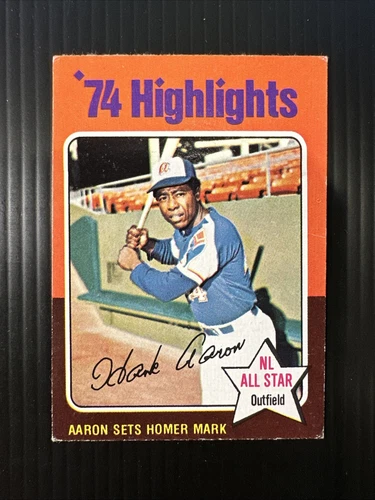 1975 TOPPS MINI #1 HANK AARON HL ATLANTA BRAVES EX *Hot Corner Vintage* B