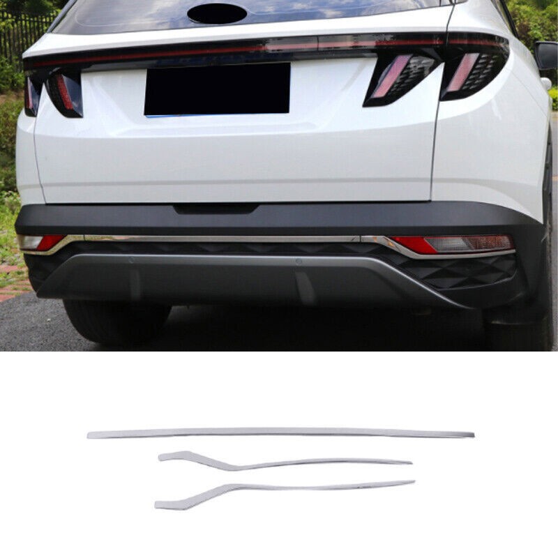 For Hyundai Tucson 22-24 Stainless Chrome Rear Bumper Protector Lower Strip Trim