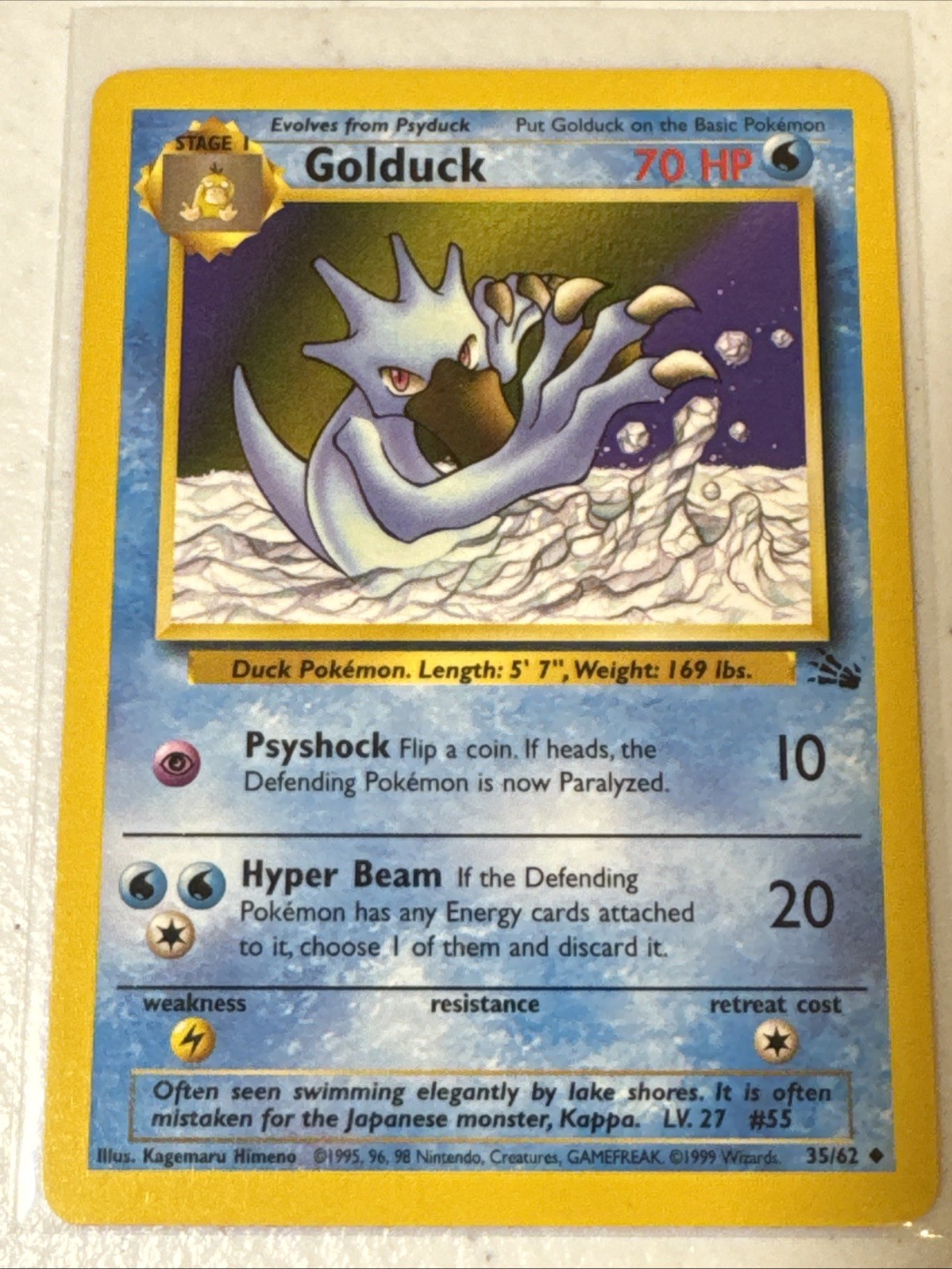 Golduck 35/62 Pokemon Card Fossil Uncommon Ex/nm