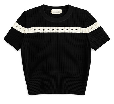 Alexander McQueen Designer Crop Strick Ribbed Shirt Schwarz   Made in Italy Gr.M