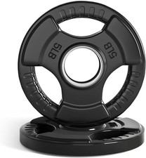 5LB Pair 2-Inch Solid Cast Iron Olympic Grip Weight Plates for Strength Training