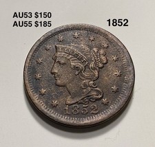 1852 BRAIDED HAIR LARGE CENT AU