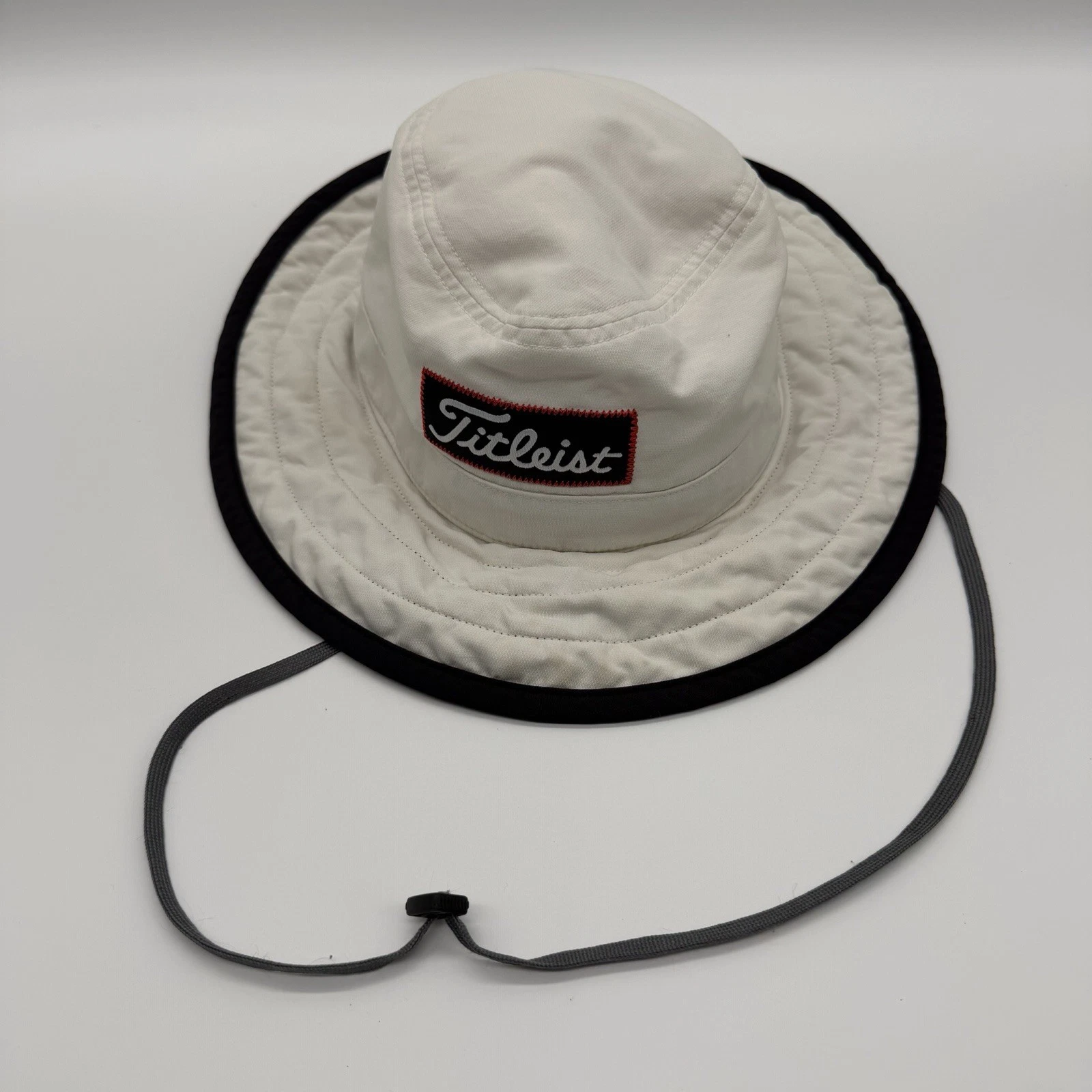 Titleist Golf Bucket Hat Wide Brim S/M Drawstring Nylon White