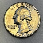 1964 Washington Silver Quarter AU UNC Toned Philadelphia Mint 90%
