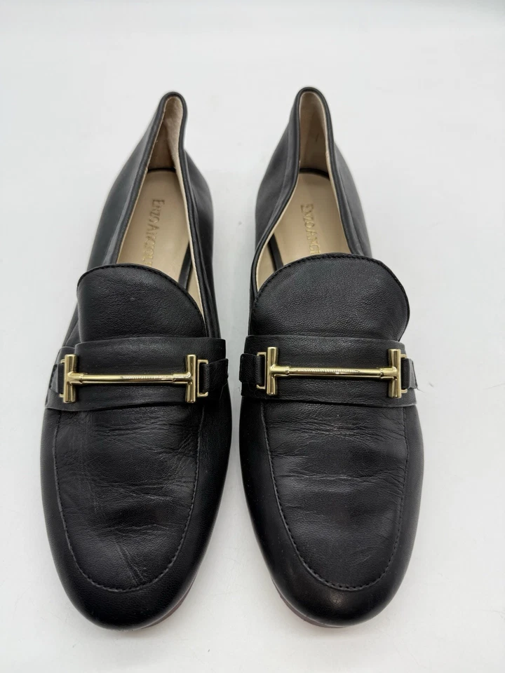 Enzo Angiolini Liberty 黑色皮革马位乐福鞋平底懒人鞋女式 6.5 M — 第 3/4 张图片