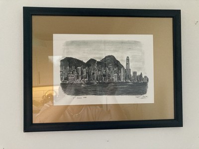 Steven Wiltshire Hong Kong Skyline Druck gerahmt und glasiert