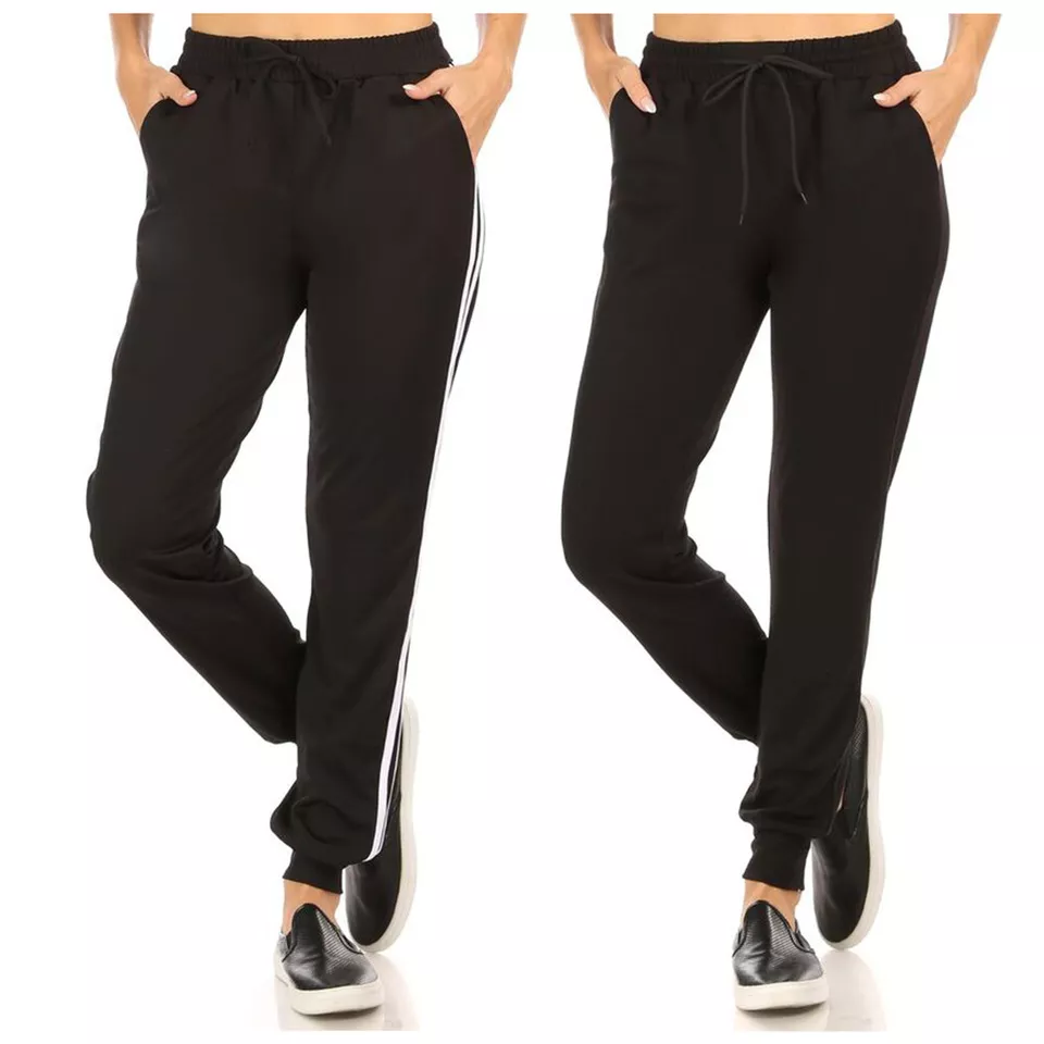 Womens Sweat Jogger Pants High Rise Loose Fit Elastic Waist Straight Leg Pants