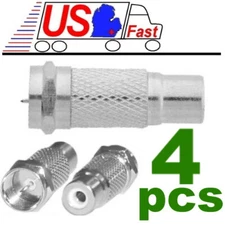 4x F Type Coax Coaxial Male Plug to RCA Female Jack RF Connector Adapter TV SAT