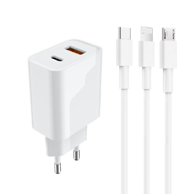 Ladekabel USB C Micro USB iPhone Ladegerät Dual-USB für iPhone Samsung Huawei LG