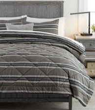 NEW  Pottery Barn Teen Dorm Eton Stripe Std. SHAM (only) Black Grey 26" x 20"