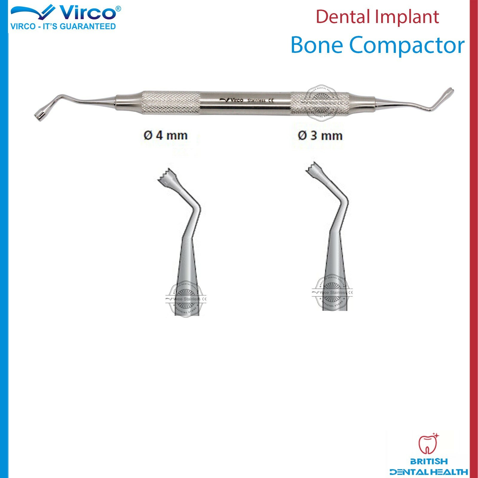 Dental Implant Bone Compactor Packer Bone Plugger 3mm - 4mm and 6mm ...