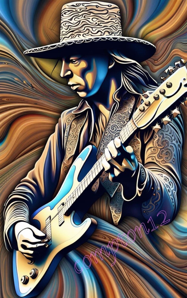 Abstract Stevie Ray Vaughan 13 x 19
