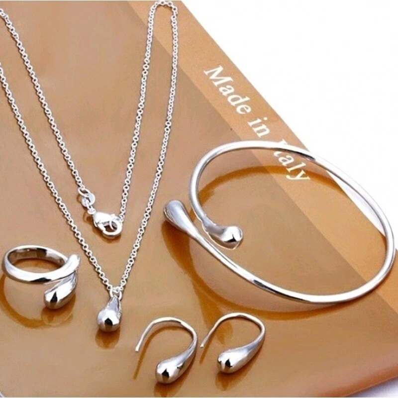 Silver earrings and bracelet set deals
