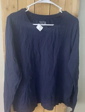 *WOMEN'S* TIME AND TRU BLUE LONG SLEEVE CORE  T-SHIRT *SIZE 2X (20) *