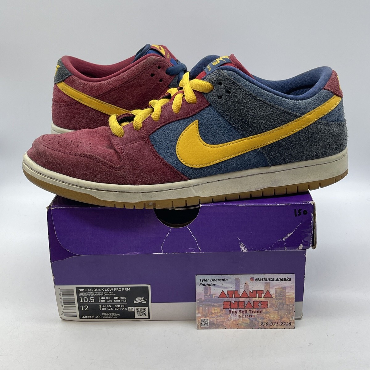 Size 10.5 - Nike Dunk SB Low Catalonia Burgundy Blue Suede (DJ0606