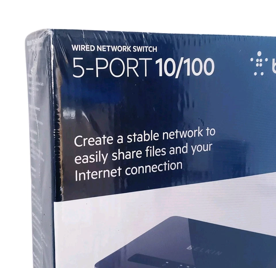 Belkin 5-Port 10/100 Mbps Wired Network Ethernet Switch F4G0500 New Sealed  - Image 4 of 4