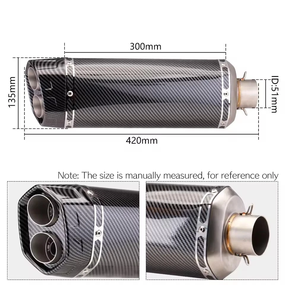 Tubo de escape universal deslizable 51 mm 2" para motocicleta tubo silenciador doble modelo A13 Foto 2 de 4