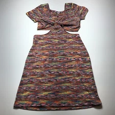 SO Good For Life Dress Womens XL Midriff Baring Knit Multicolor Cut Out Bodycon