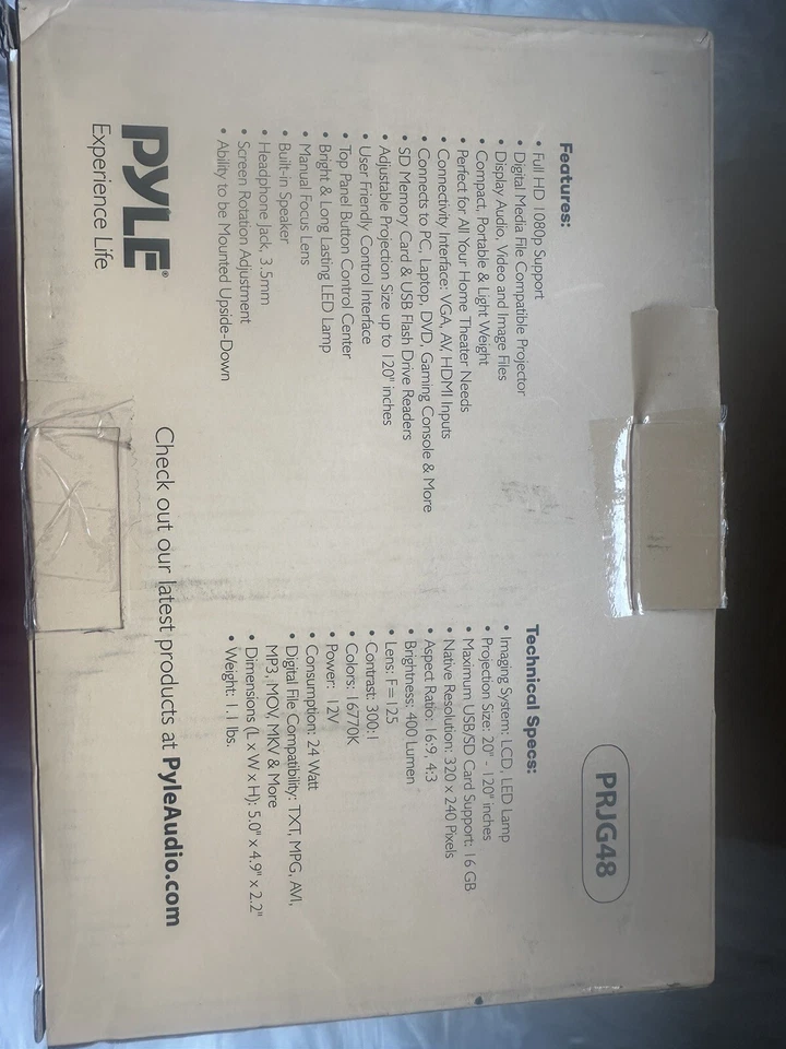 PYLE PRJG48 Mini Compact Pocket Projector Full HD 1080p Support - Image 4 of 4